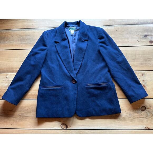 Vintage Pendleton Womens Petite 100% Virgin Wool Navy Blazer. Size 12. USA! - Picture 4 of 8